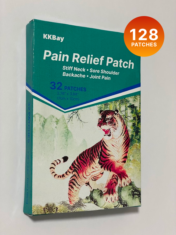 KKBay Tiger Pain Relieving Patch (128 Count) Chinese Tiger Pain Relief Patch  for Back, Neck, Shoulder, Knee Pain and Muscle Soreness, Ultra Strength, Natural Herbs, Heat Patches (16 Packs 8 Each)